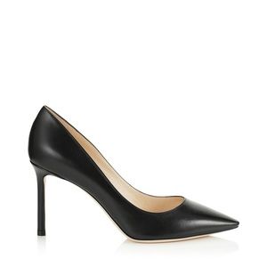 Jimmy Choo ROMY 85 Black Kid Leather Pointy Toe Pumps